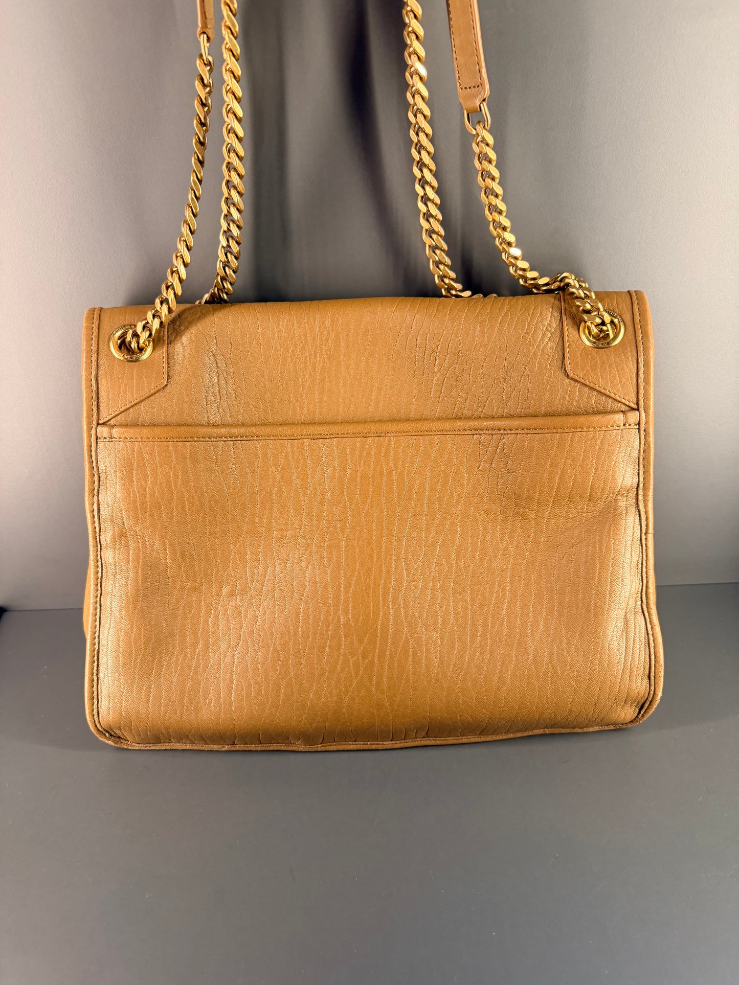 SAINT LAURENT GRAINED LEATHER TAN LARGE NIKI SHOULDER BAG