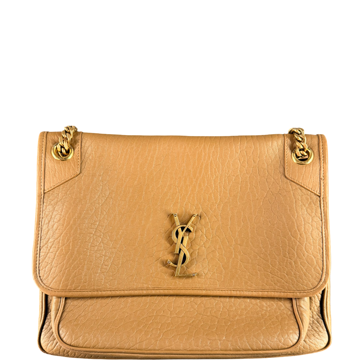 SAINT LAURENT GRAINED LEATHER TAN LARGE NIKI SHOULDER BAG