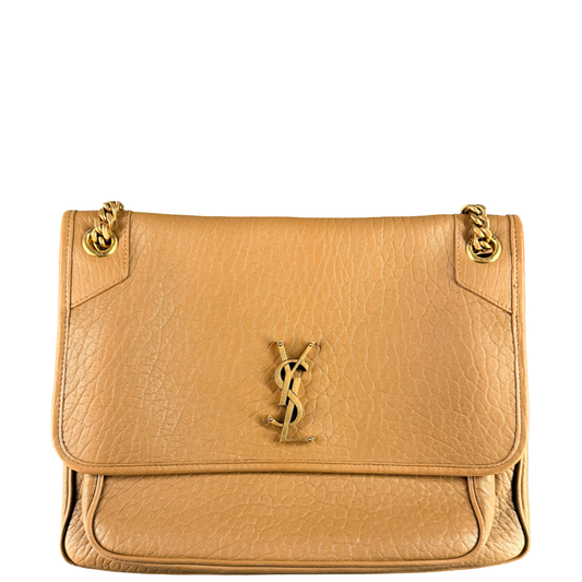 SAINT LAURENT GRAINED LEATHER TAN LARGE NIKI SHOULDER BAG