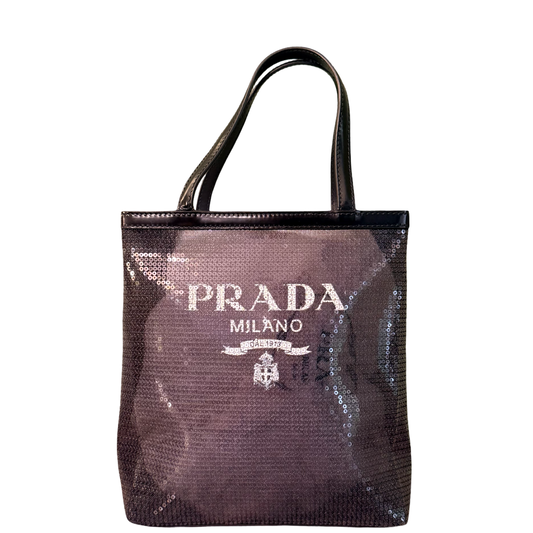 PRADA BLACK MESH SMALL HANDBAG