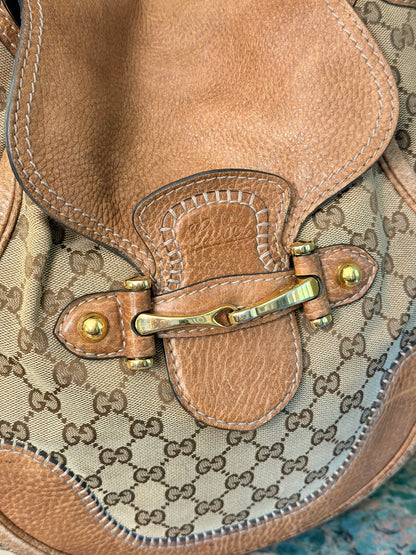 GUCCI BROWN MONOGRAM PELHAM SHOULDER BAG