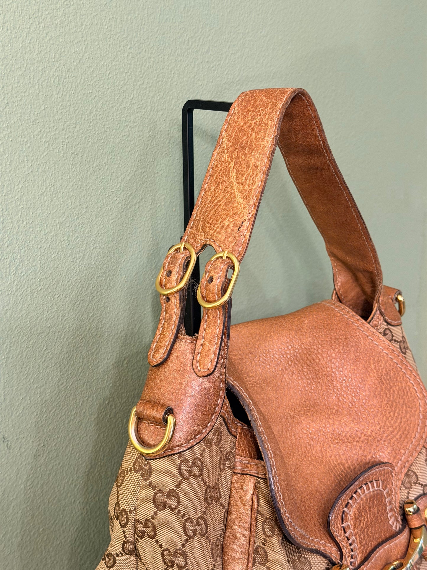 GUCCI BROWN MONOGRAM PELHAM SHOULDER BAG