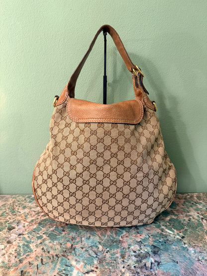 GUCCI BROWN MONOGRAM PELHAM SHOULDER BAG