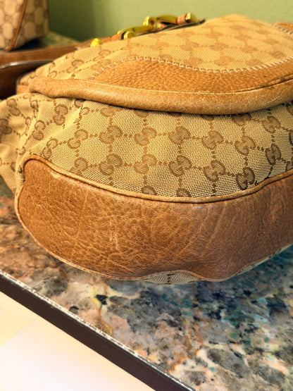 GUCCI BROWN MONOGRAM PELHAM SHOULDER BAG