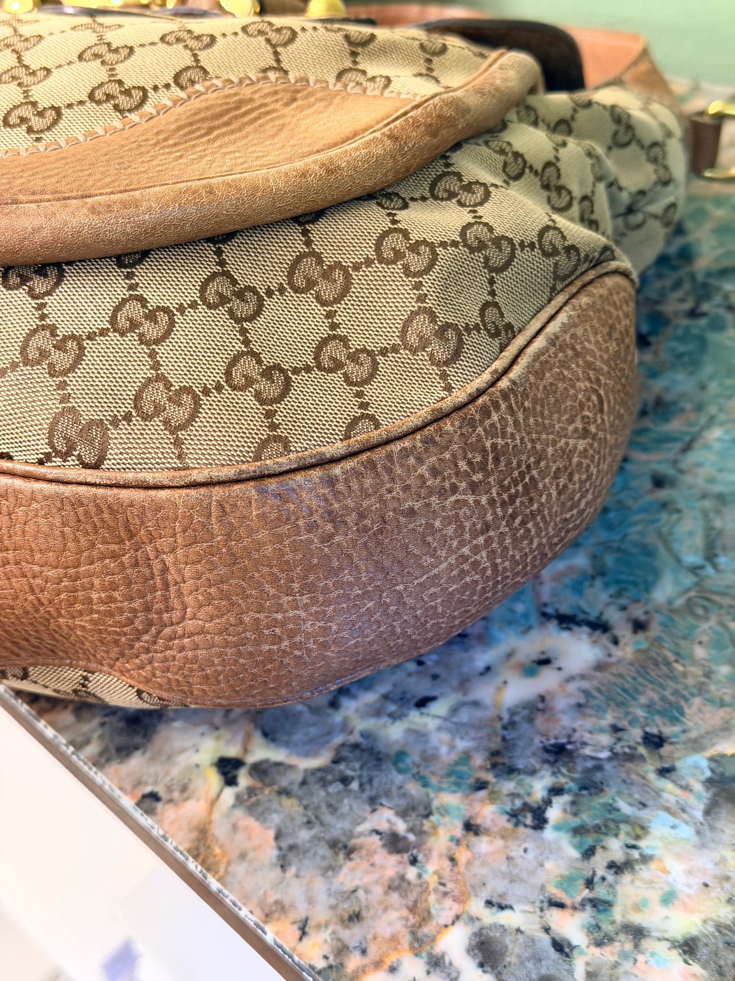 GUCCI BROWN MONOGRAM PELHAM SHOULDER BAG