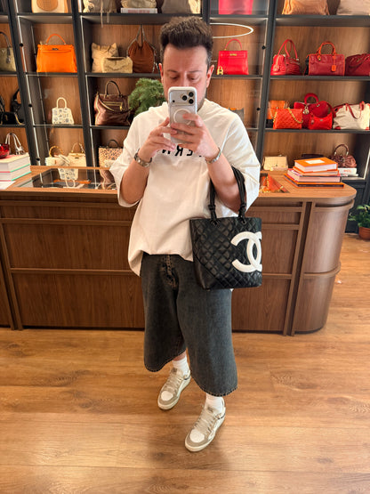 CHANEL BLACK SMALL CAMBON BUCKET HANDBAG