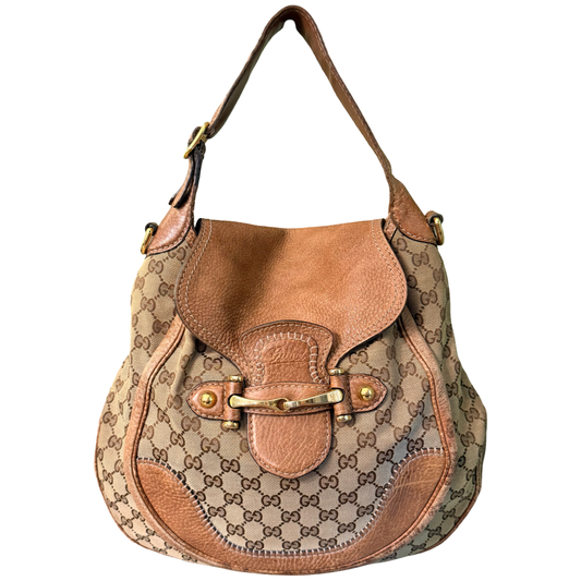 GUCCI BROWN MONOGRAM PELHAM SHOULDER BAG