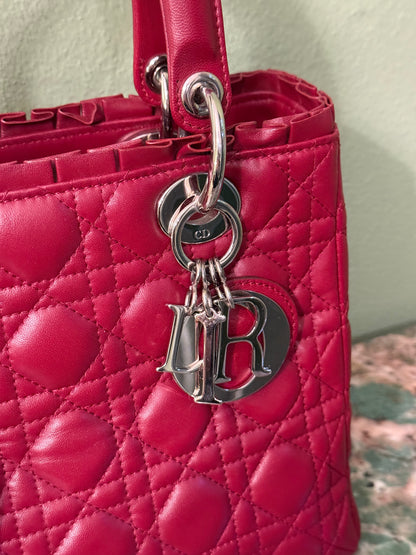 DIOR MEDIUM BURGUNDY LADY DIOR HANDBAG