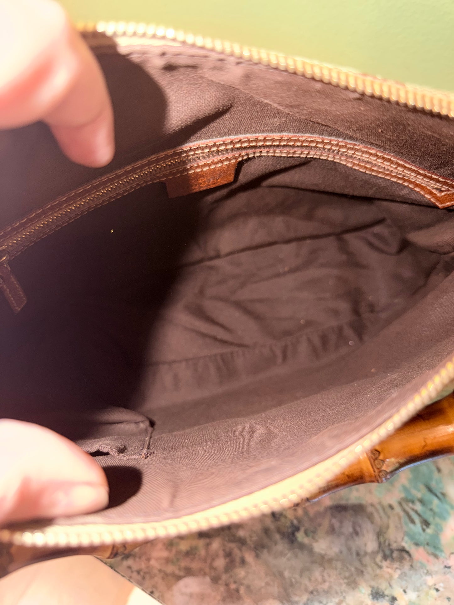 GUCCI BROWN MONOGRAM BAMBOO HOBO BAG