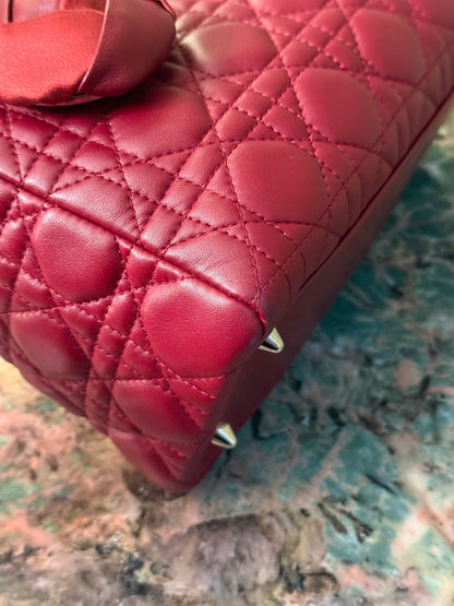 DIOR MEDIUM BURGUNDY LADY DIOR HANDBAG