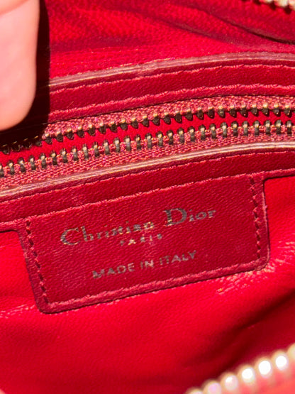 DIOR MEDIUM BURGUNDY LADY DIOR HANDBAG