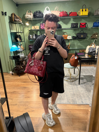 DIOR MEDIUM BURGUNDY LADY DIOR HANDBAG