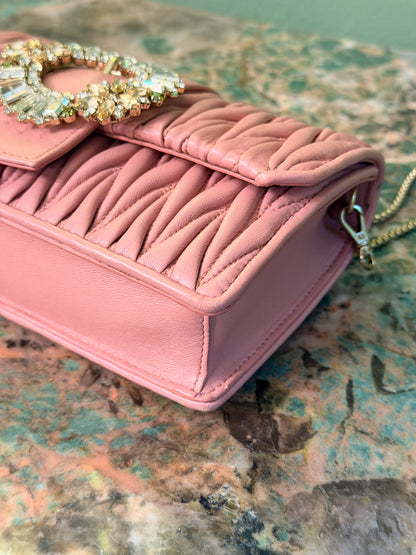 MIU MIU MINI PINK MATELASSE CROSSBODY BAG