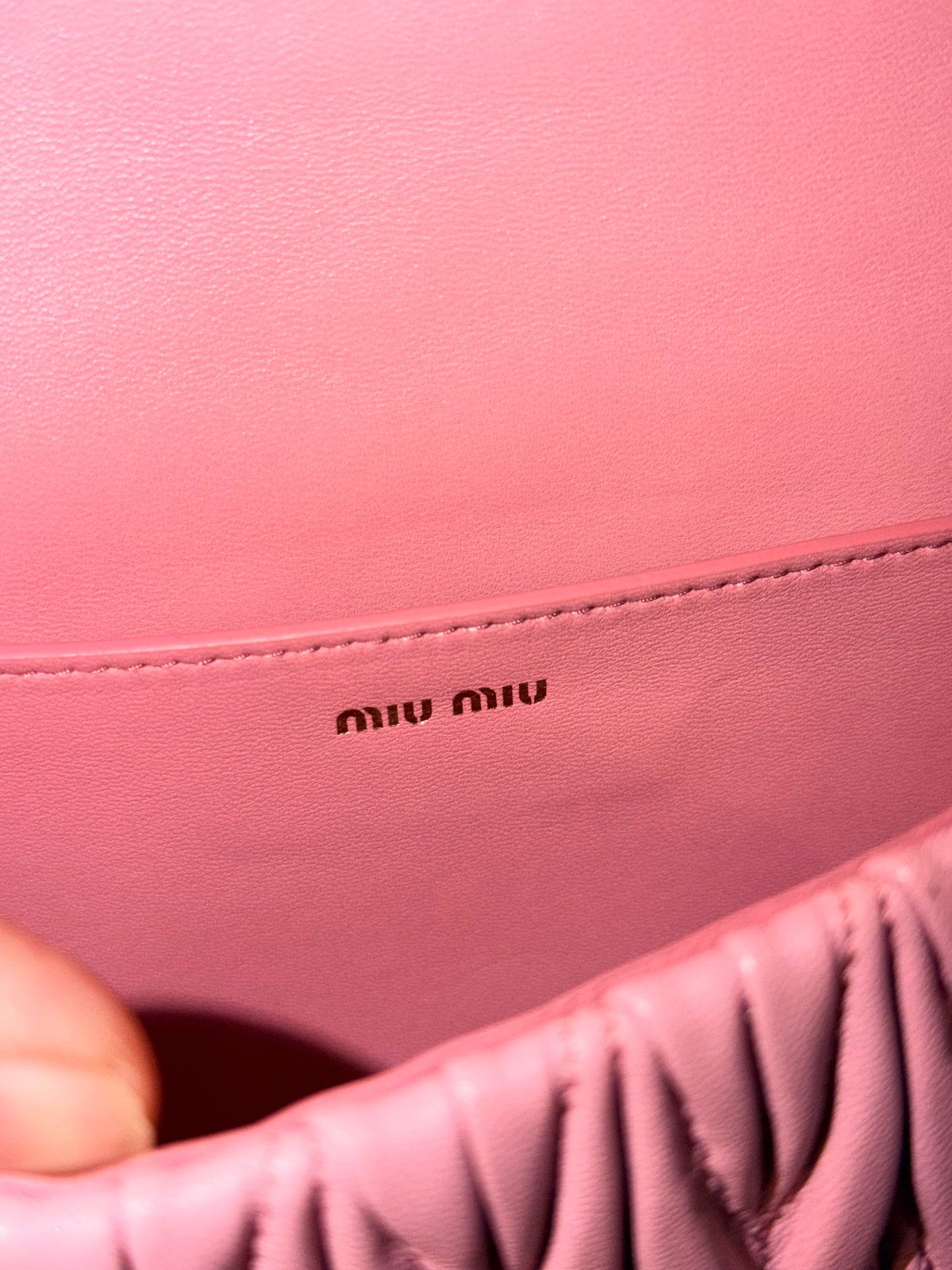 MIU MIU MINI PINK MATELASSE CROSSBODY BAG