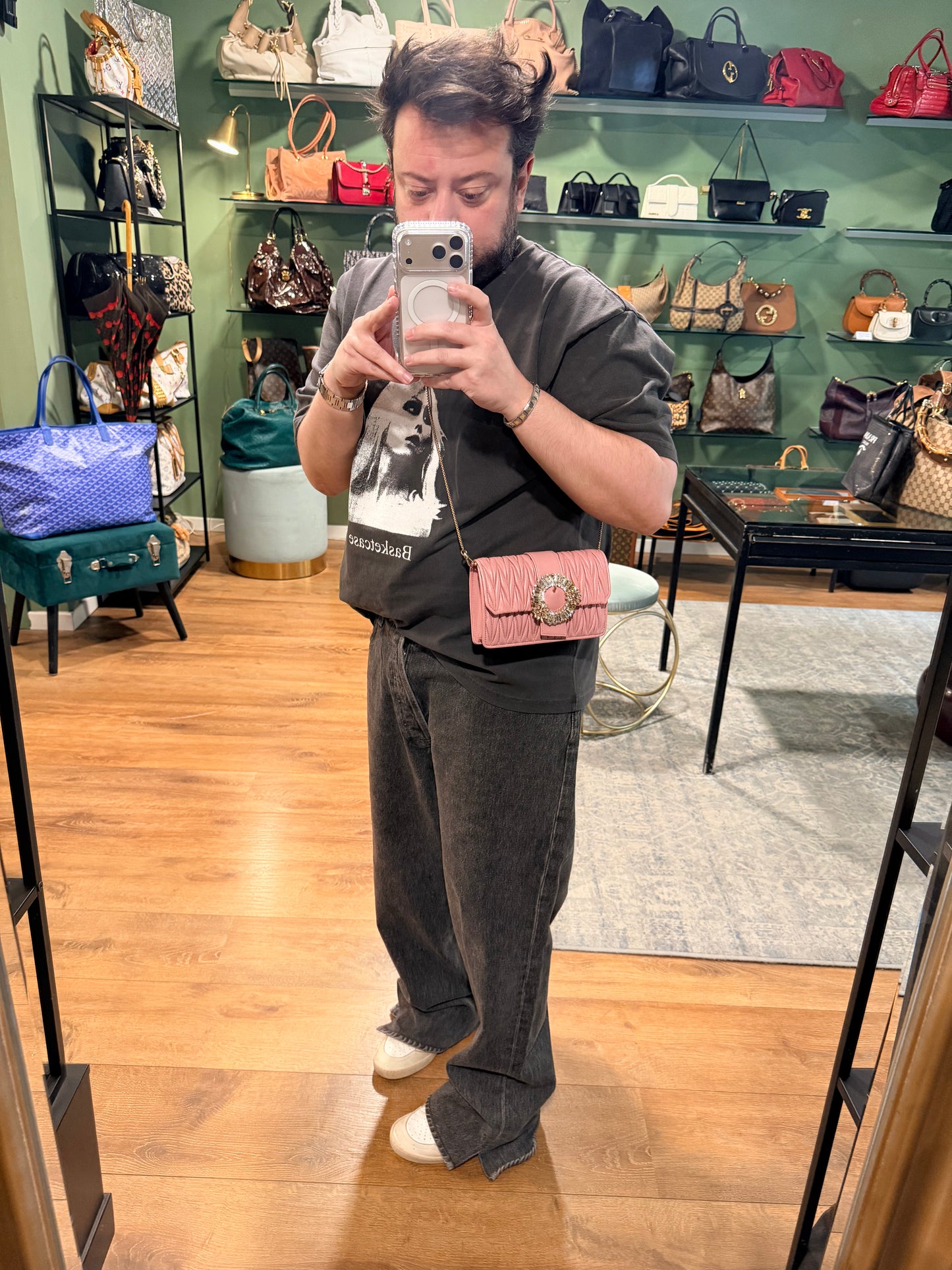 MIU MIU MINI PINK MATELASSE CROSSBODY BAG