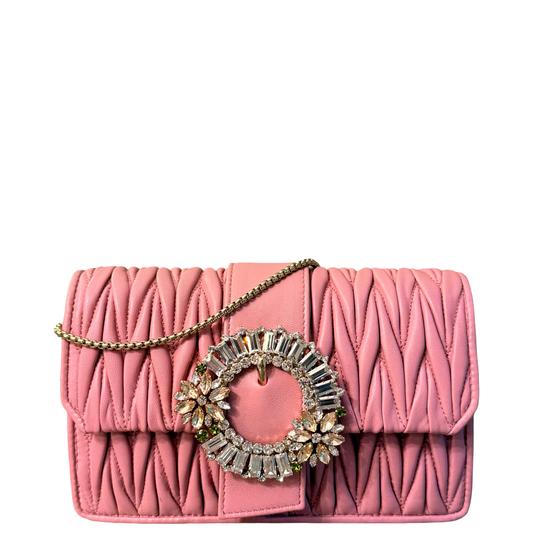 MIU MIU MINI PINK MATELASSE CROSSBODY BAG