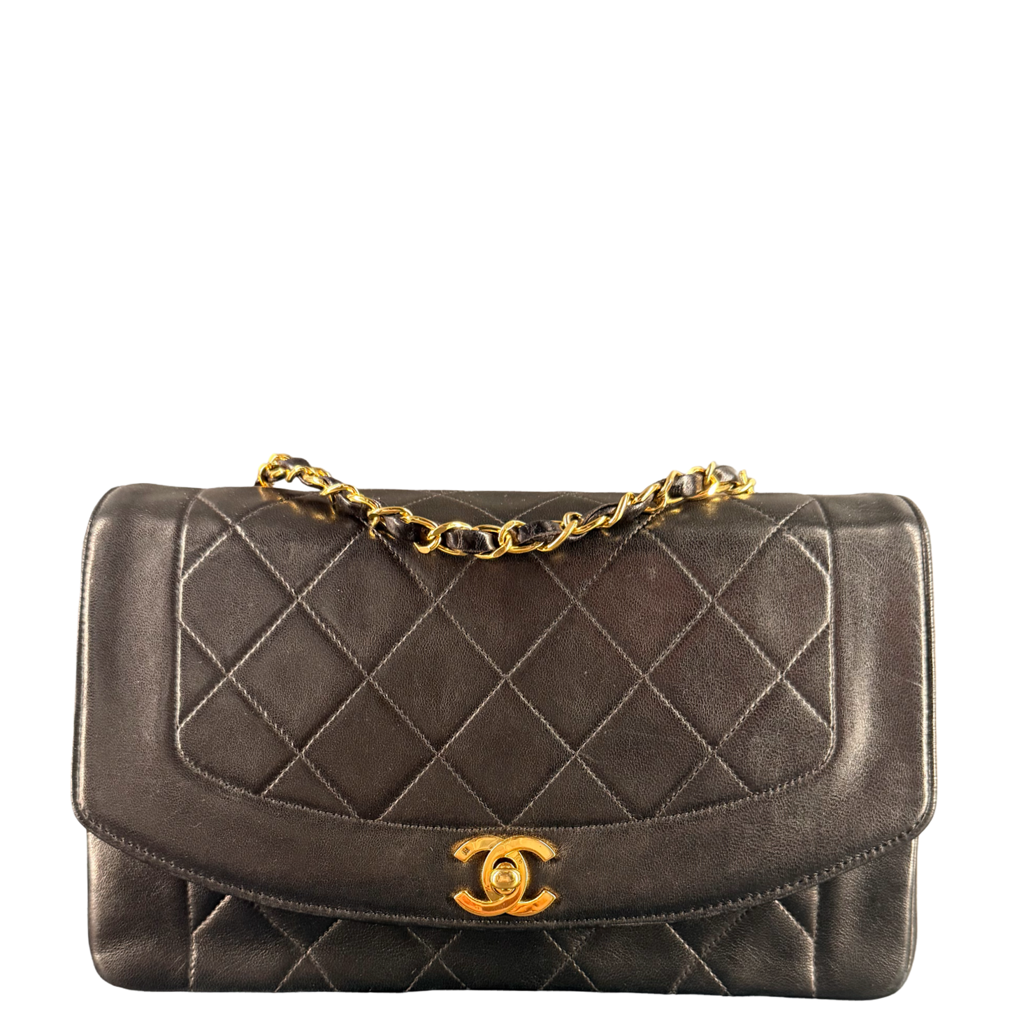 CHANEL BLACK LAMBSKIN MEDIUM DIANA CROSSBODY BAG