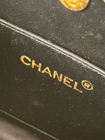 CHANEL BLACK SATIN HALF MOON SHOULDER BAG