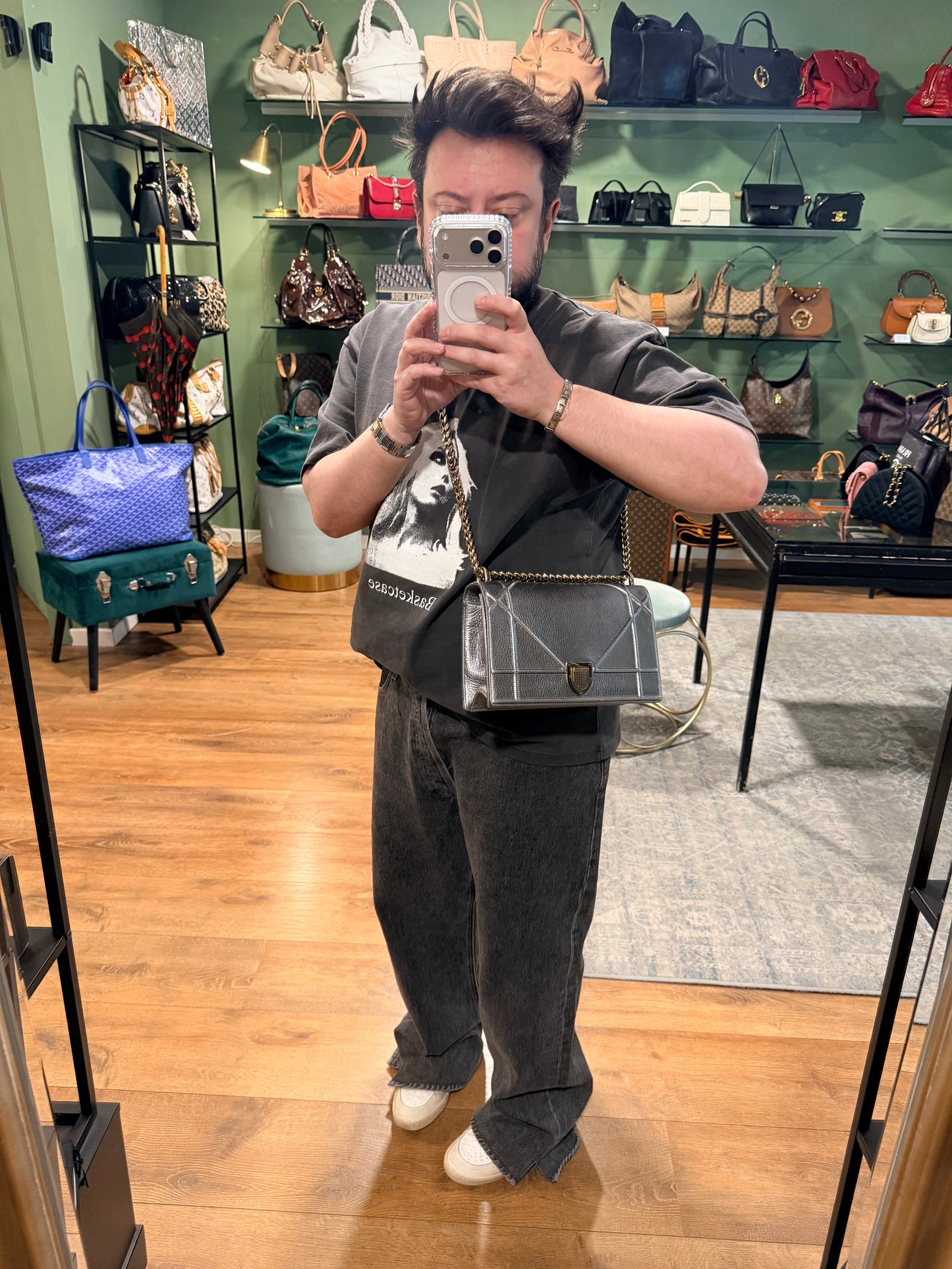 DIOR SILVER MEDIUM DIORAMA SHOULDER BAG