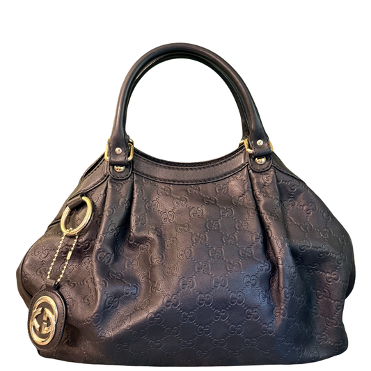 GUCCI BLACK GUCCISSIMA SUKEY HANDBAG
