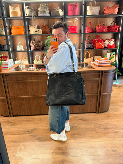 CHANEL BLACK CAVIAR XXL SHOPPING TOTE