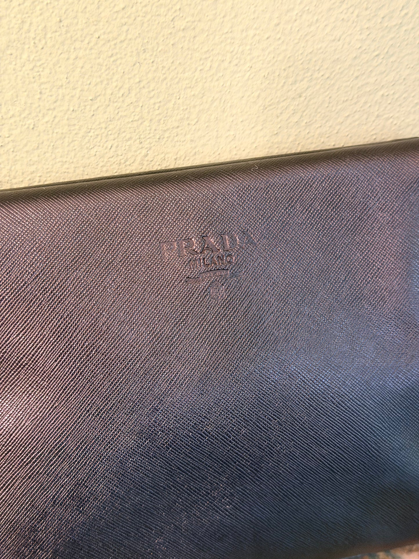 PRADA BLACK SAFFIANO VINTAGE CLUTCH