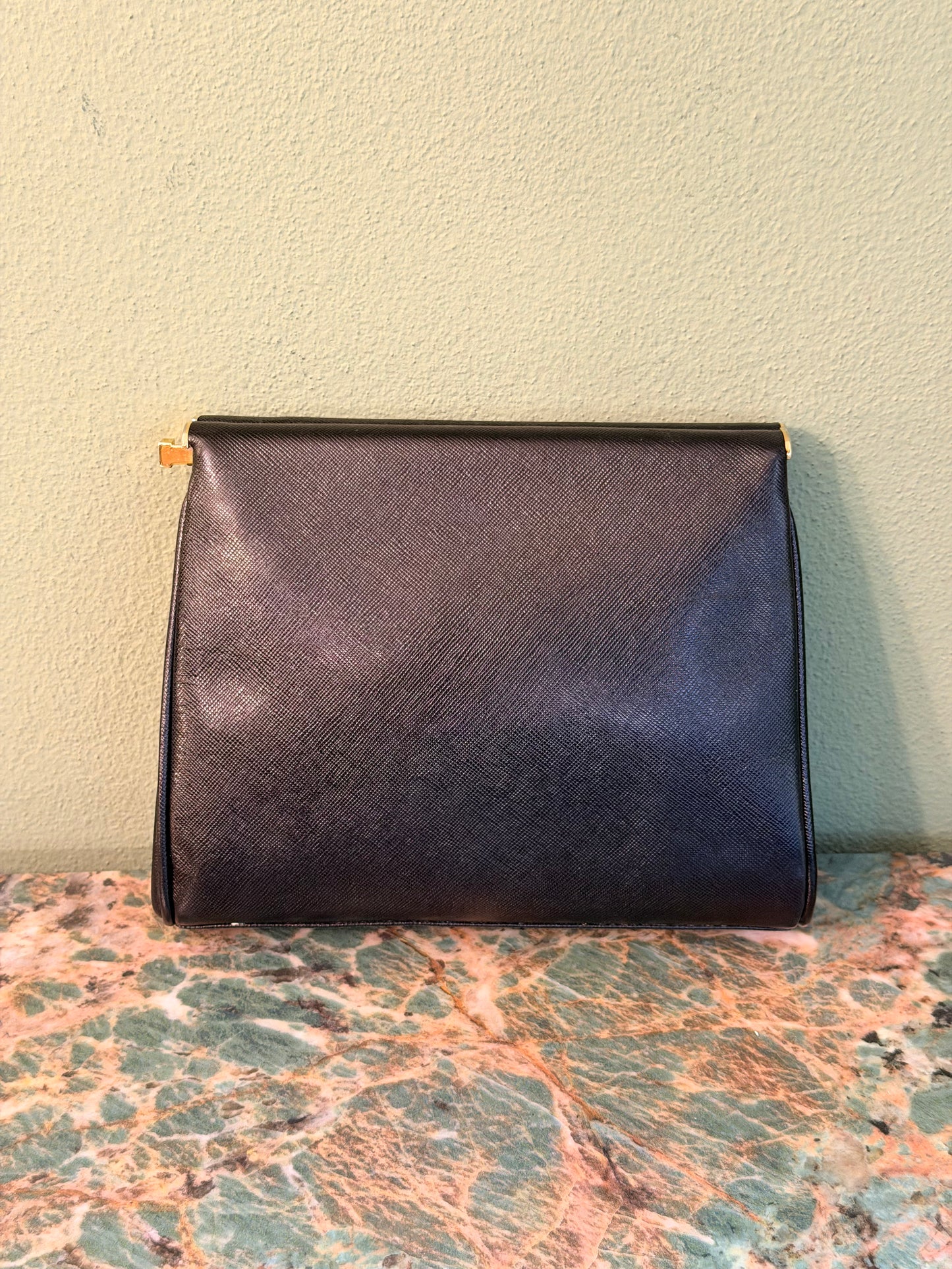 PRADA BLACK SAFFIANO VINTAGE CLUTCH