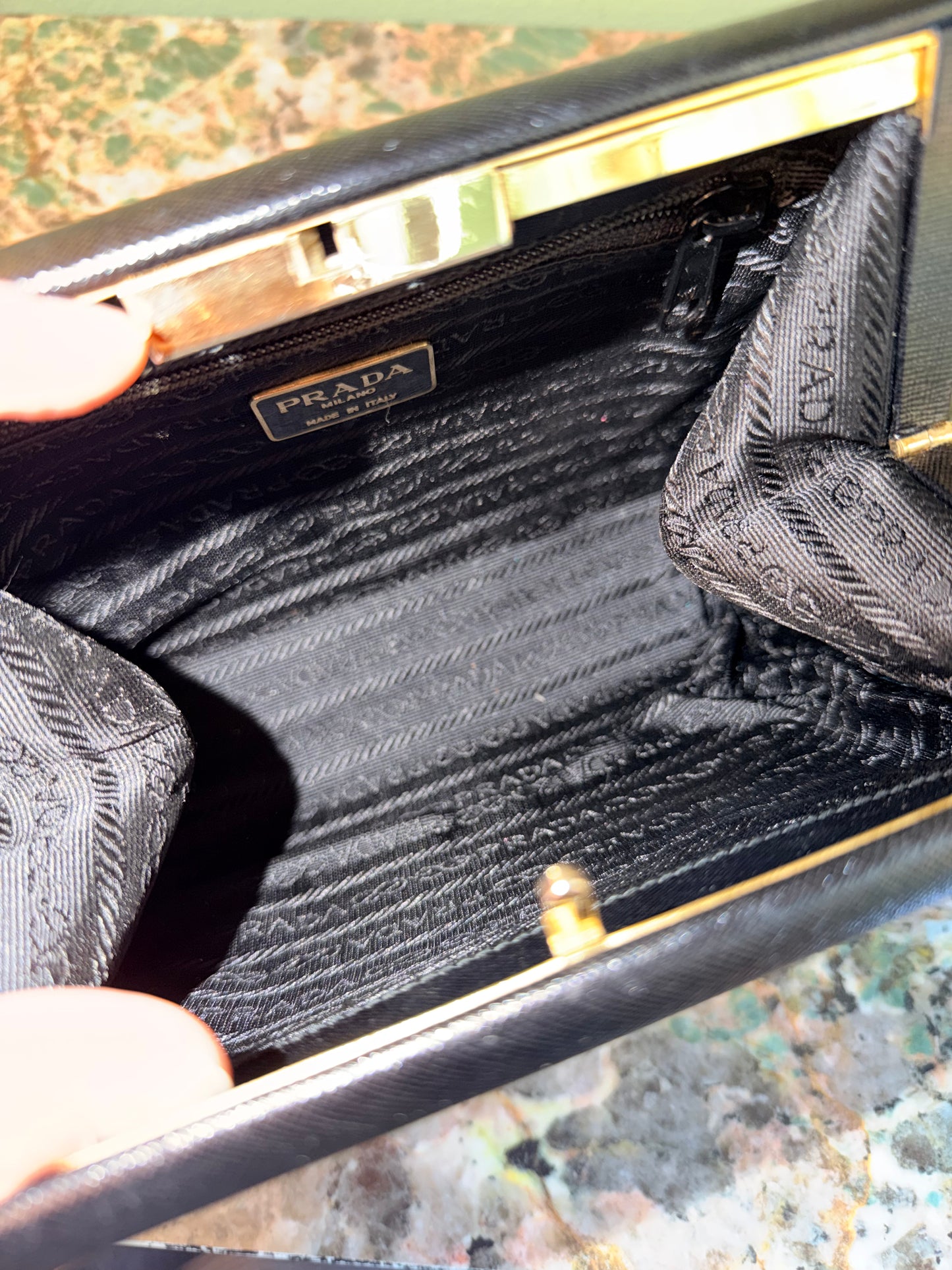 PRADA BLACK SAFFIANO VINTAGE CLUTCH