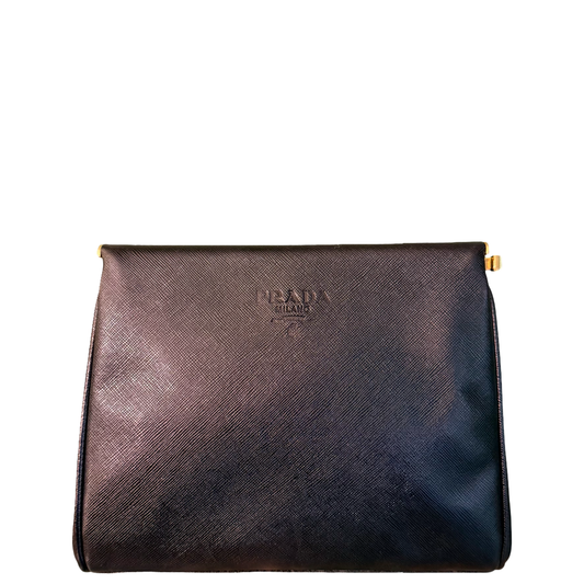 PRADA BLACK SAFFIANO VINTAGE CLUTCH