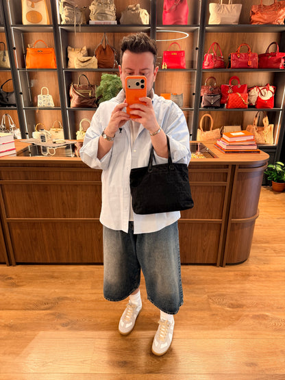 FENDI BLACK ZUCCA SMALL SHOPPING TOTE
