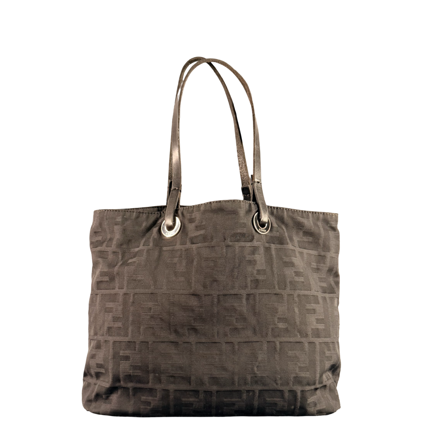 FENDI BLACK ZUCCA SMALL SHOPPING TOTE