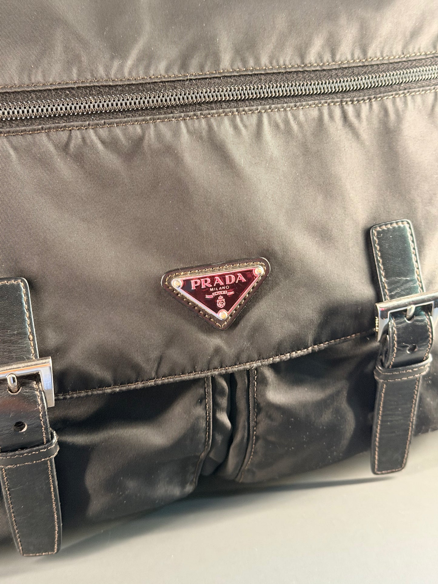PRADA BLACK NYLON LARGE MESSANGER CROSSBODY BAG