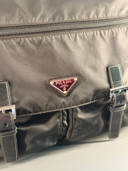PRADA BLACK NYLON LARGE MESSANGER CROSSBODY BAG