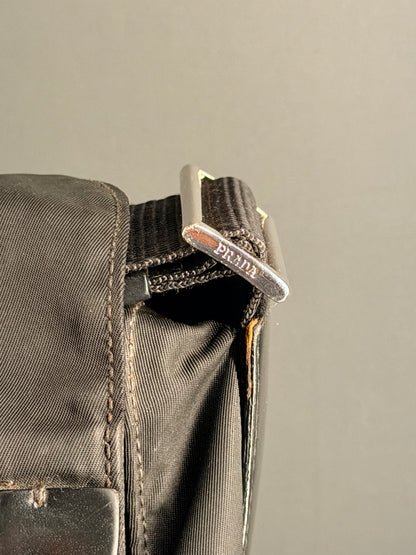 PRADA BLACK NYLON LARGE MESSANGER CROSSBODY BAG
