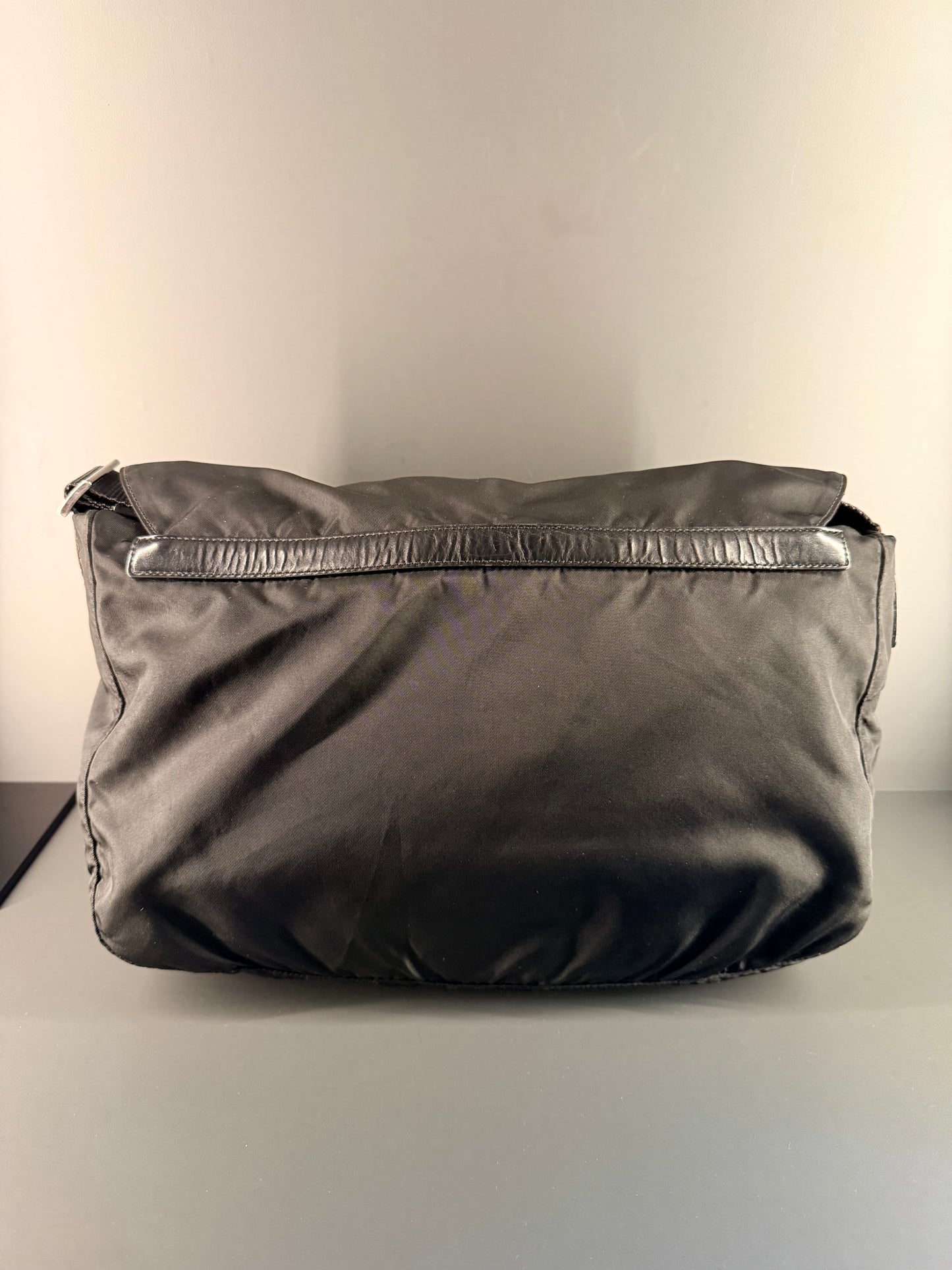 PRADA BLACK NYLON LARGE MESSANGER CROSSBODY BAG