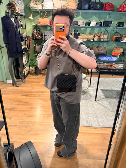 CHANEL BLACK VINTAGE CROSSBODY CLUTCH