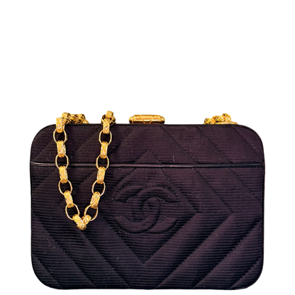 CHANEL BLACK VINTAGE CROSSBODY CLUTCH