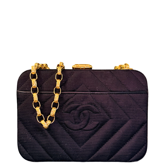 CHANEL BLACK VINTAGE CROSSBODY CLUTCH