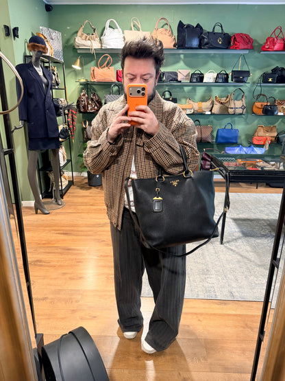PRADA BLACK TWO WAY TOTE BAG