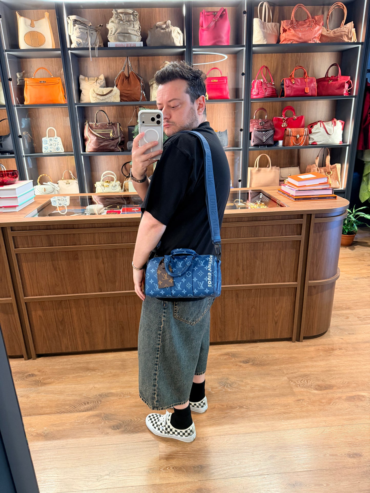 LOUIS VUITTON BLUE MONOGRAM ATLANTIC KEEPALL 25 BANDOULIERE
