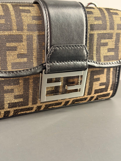 FENDI ZUCCA BAGUETTE DOUBLE CROSSBODY BAG
