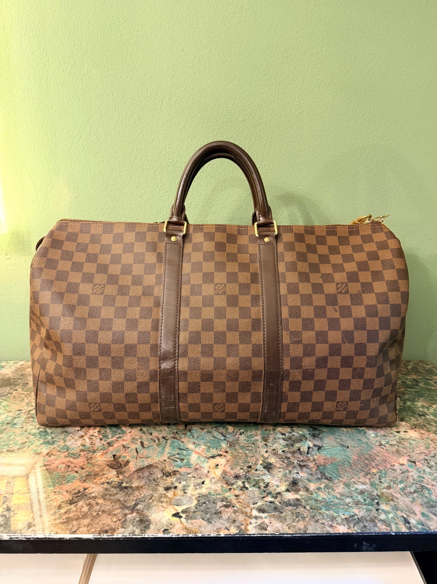 LOUIS VUITTON DAMIER EBENE KEEPALL 50 TRAVEL BAG