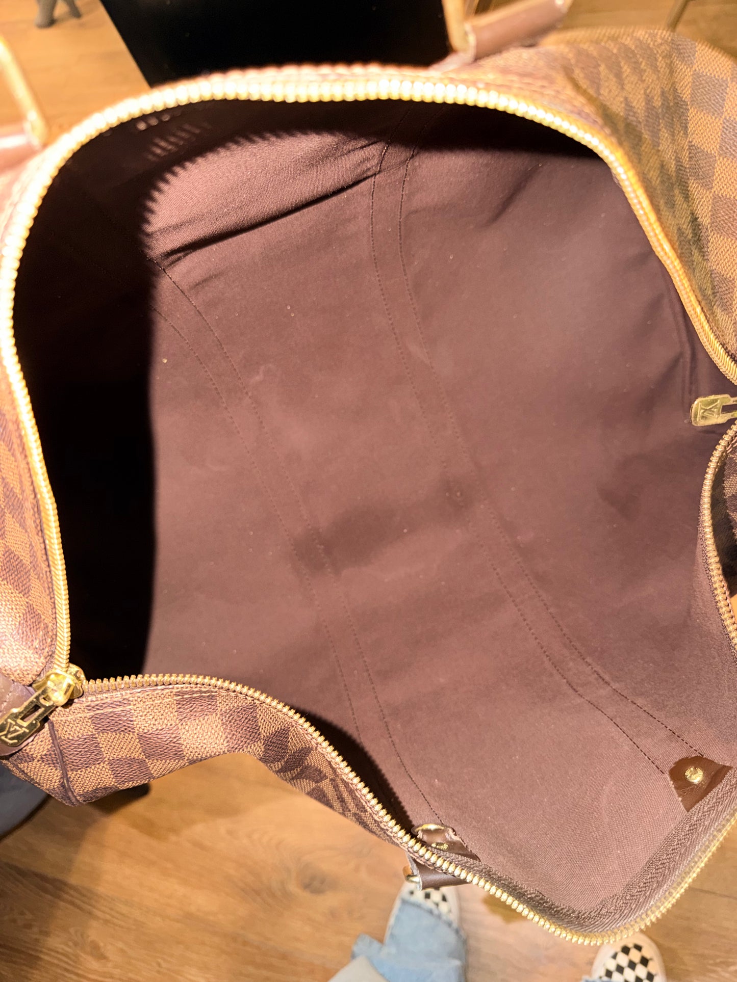 LOUIS VUITTON DAMIER EBENE KEEPALL 50 TRAVEL BAG