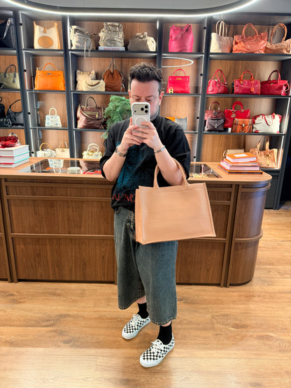 DIOR PINK LEATHER MEDIUM BOOK TOTE HANDBAG