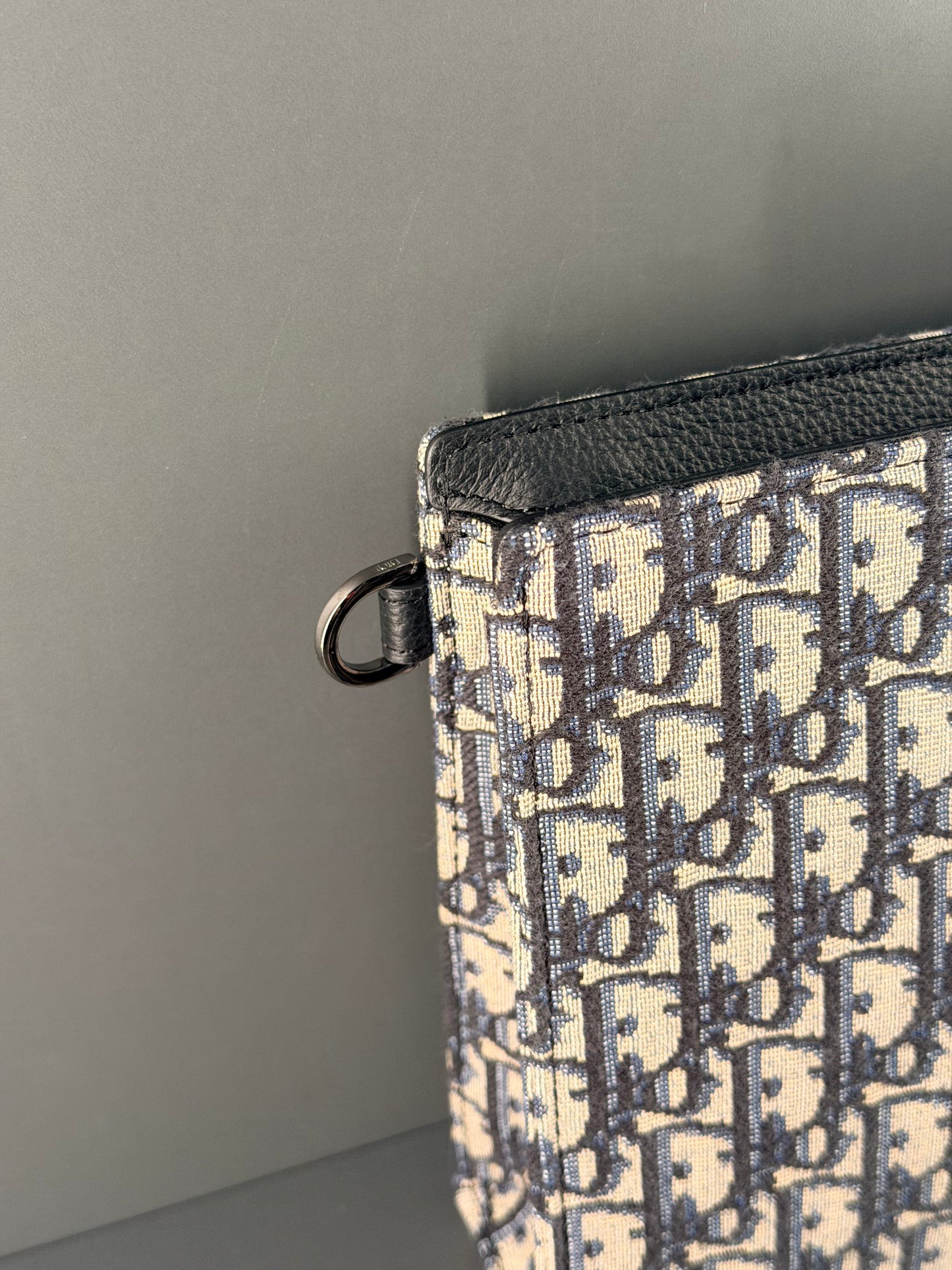 DIOR BLUE OBLIQUE MONOGRAM WRIST POCHETTE