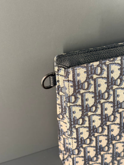 DIOR BLUE OBLIQUE MONOGRAM WRIST POCHETTE