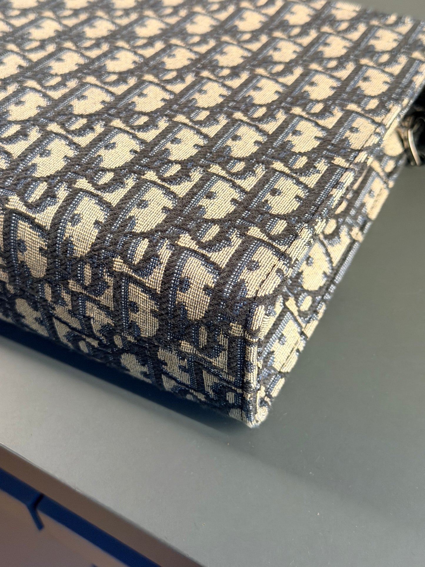 DIOR BLUE OBLIQUE MONOGRAM WRIST POCHETTE