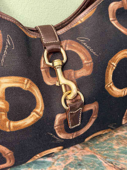 GUCCI HORSEBIT PRINT BOUVIER HOBO BAG
