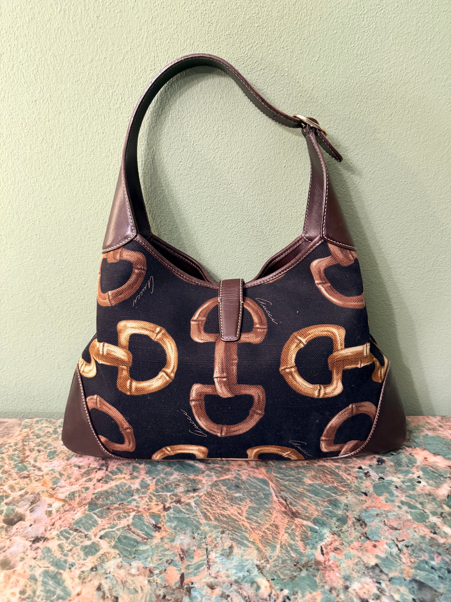GUCCI HORSEBIT PRINT BOUVIER HOBO BAG