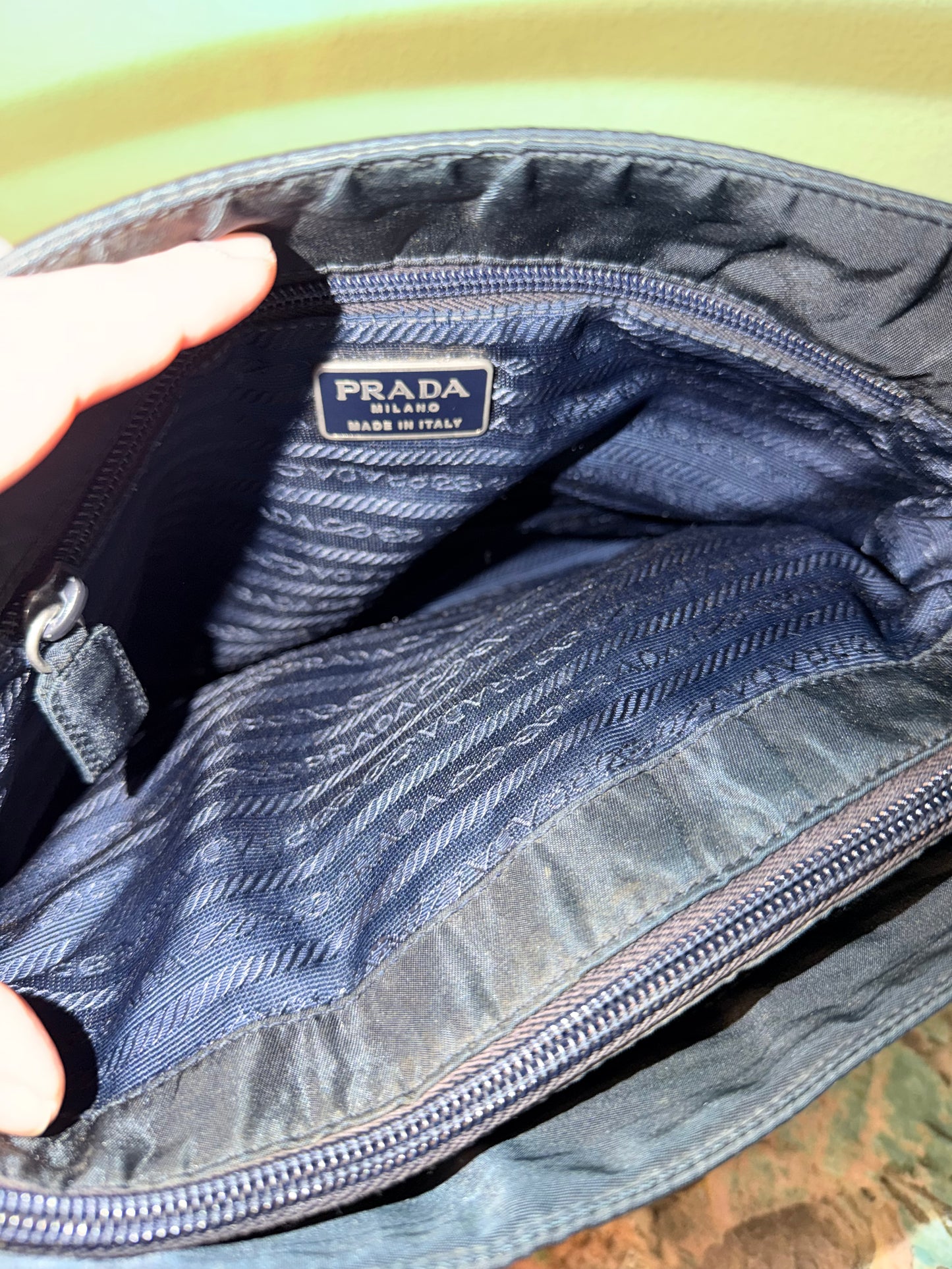 PRADA NAVY NYLON SHOULDER BAG